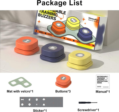 MEWOOFUN Dog Talking Buttons Set – 3 Recordable Communication Buttons for Training & Pet Interaction