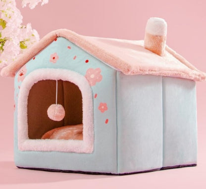 Foldable Dog House & Cat Bed - All-Season Pet Villa with Removable Cushion
