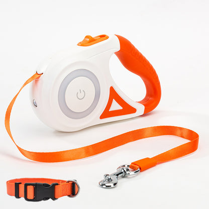 Retractable Dog Leash with Collar & Spotlight – Automatic Pet Traction Rope for Small & Medium Dogs